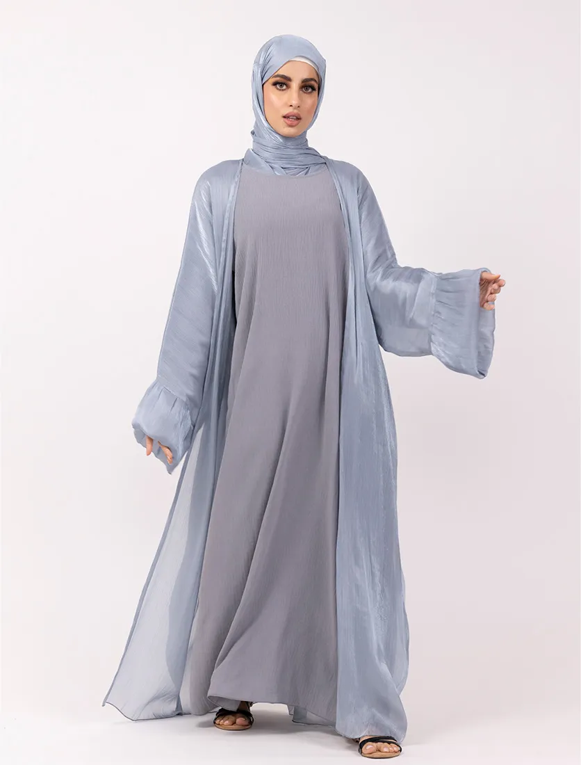 Blue Open Organza Kaftan Set